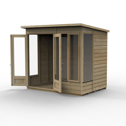 Forest Beckwood Pent Summerhouse 7×5 – Double Door – 4 Windows – 1 Front Opening - JJ Building Materials