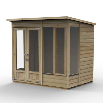 Forest Beckwood Pent Summerhouse 7×5 – Double Door – 4 Windows – 1 Front Opening - JJ Building Materials