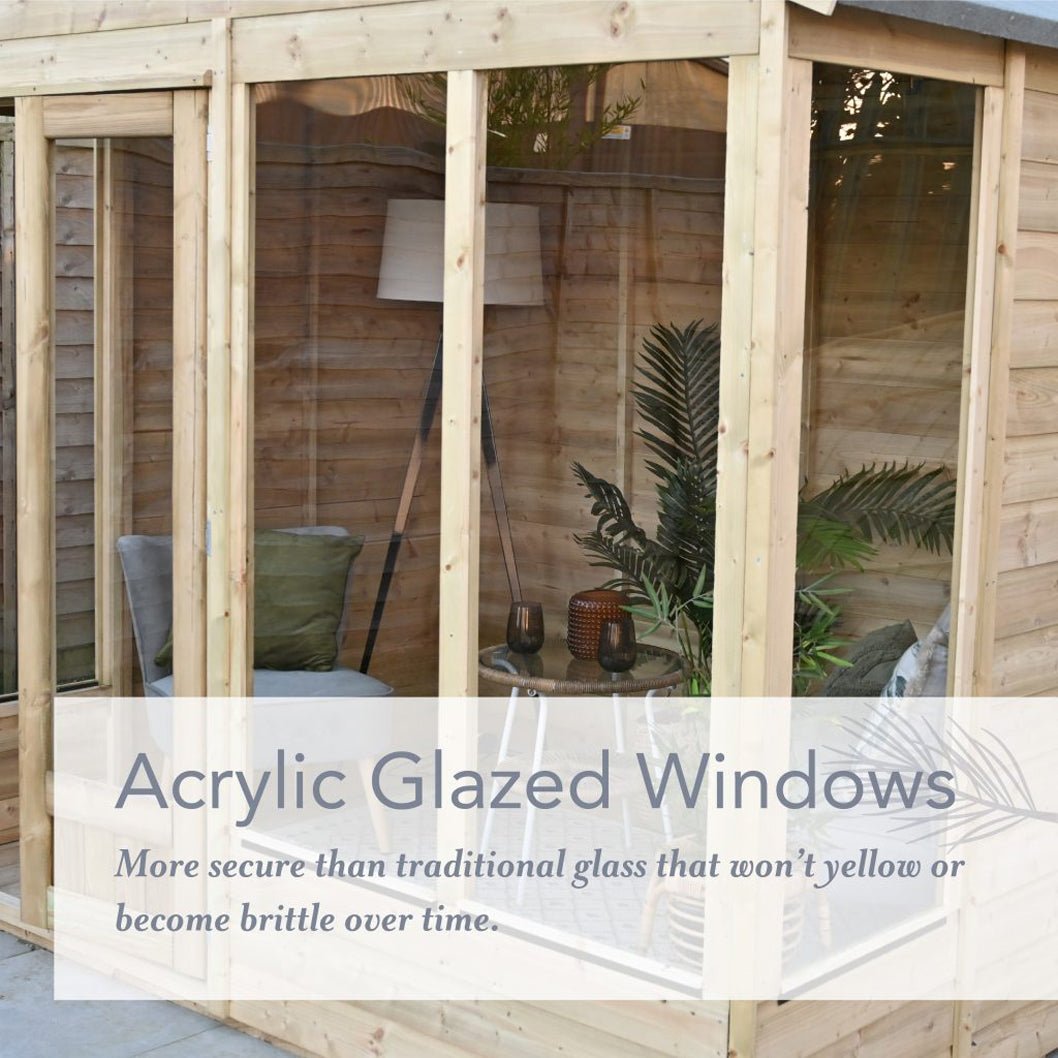 Forest Beckwood Pent Summerhouse 7×5 – Double Door – 4 Windows – 1 Side Opening - JJ Building Materials