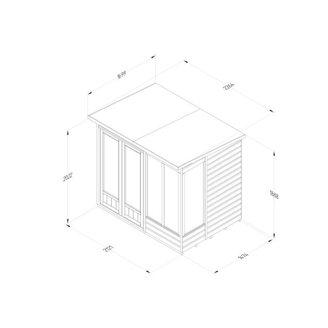 Forest Beckwood Pent Summerhouse 7×5 – Double Door – 4 Windows – 1 Side Opening - JJ Building Materials