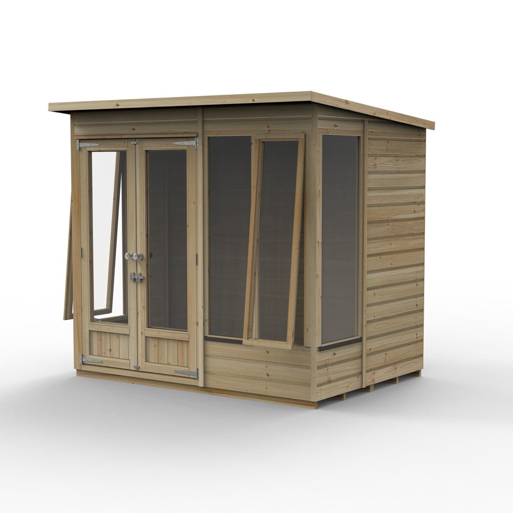 Forest Beckwood Pent Summerhouse 7×5 – Double Door – 4 Windows – 2 Opening - JJ Building Materials