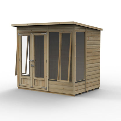 Forest Beckwood Pent Summerhouse 7×5 – Double Door – 4 Windows – 2 Opening - JJ Building Materials