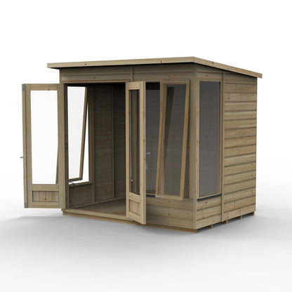 Forest Beckwood Pent Summerhouse 7×5 – Double Door – 4 Windows – 2 Opening - JJ Building Materials