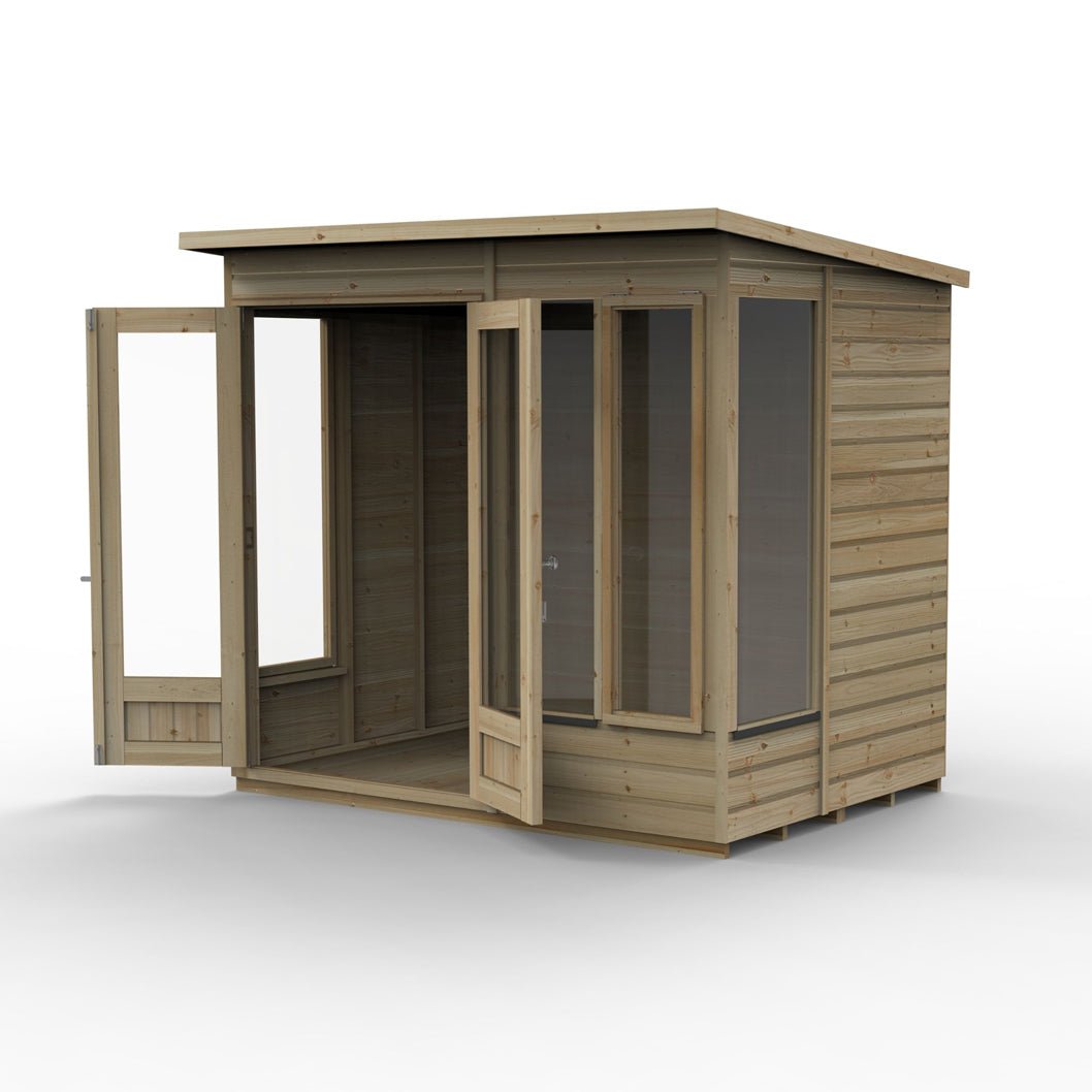 Forest Beckwood Pent Summerhouse 7×5 – Double Door – 4 Windows – 2 Opening - JJ Building Materials