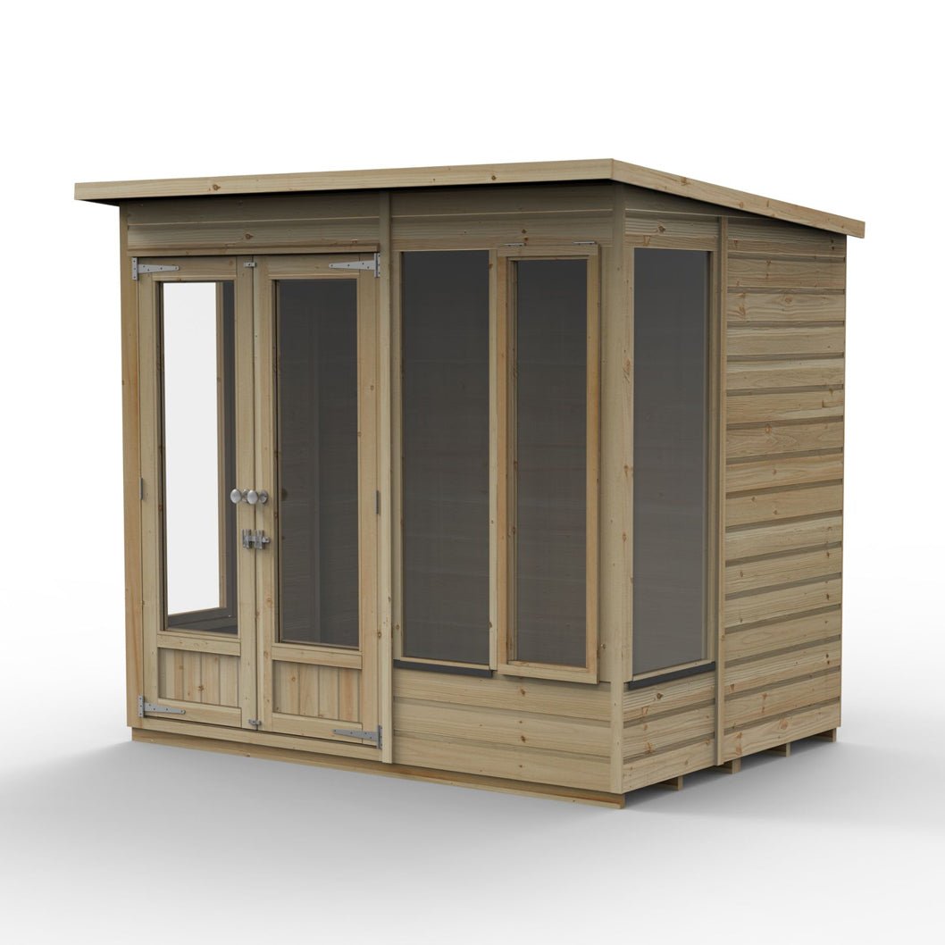 Forest Beckwood Pent Summerhouse 7×5 – Double Door – 4 Windows – 2 Opening - JJ Building Materials