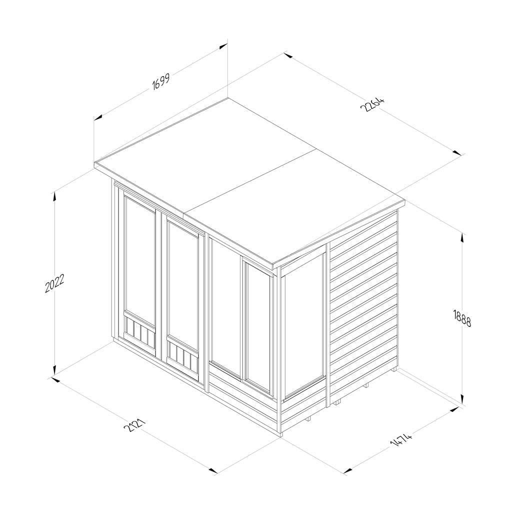 Forest Beckwood Pent Summerhouse 7×5 – Double Door – 4 Windows – 2 Opening - JJ Building Materials