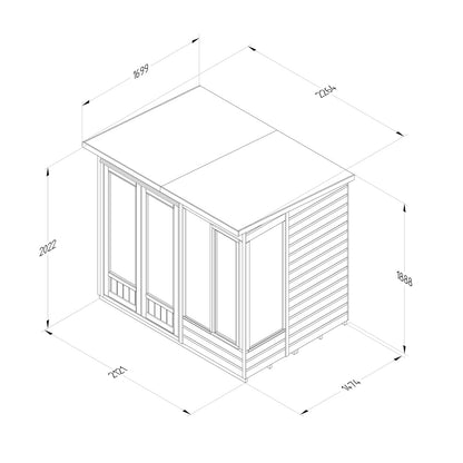 Forest Beckwood Pent Summerhouse 7×5 – Double Door – 4 Windows – 2 Opening - JJ Building Materials