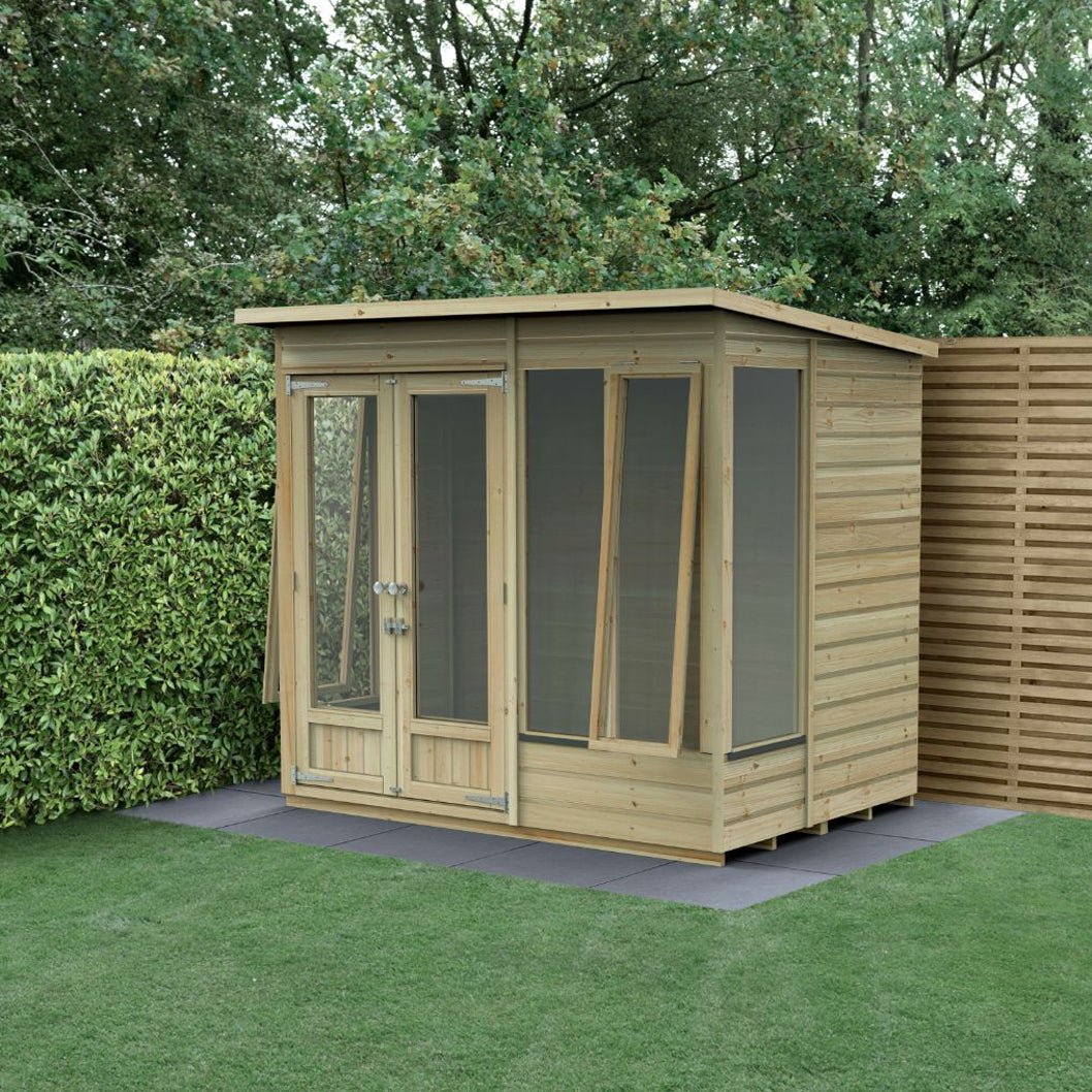 Forest Beckwood Pent Summerhouse 7×5 – Double Door – 4 Windows – 2 Opening - JJ Building Materials