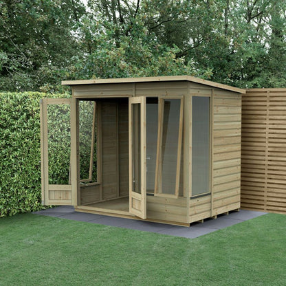 Forest Beckwood Pent Summerhouse 7×5 – Double Door – 4 Windows – 2 Opening - JJ Building Materials
