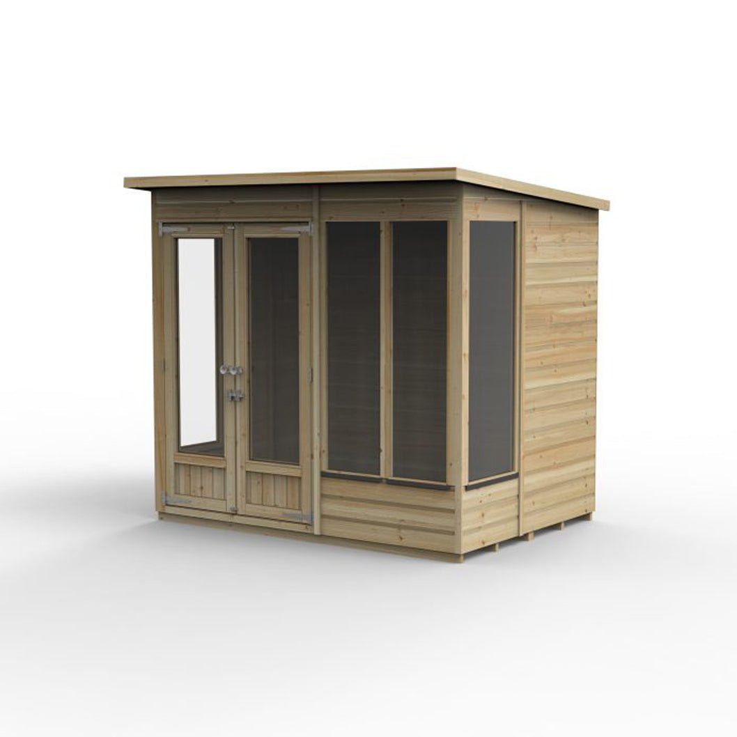 Forest Beckwood Pent Summerhouse 7×5 – Double Door – 4 Windows - JJ Building Materials