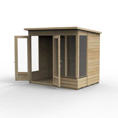 Forest Beckwood Pent Summerhouse 7×5 – Double Door – 4 Windows - JJ Building Materials