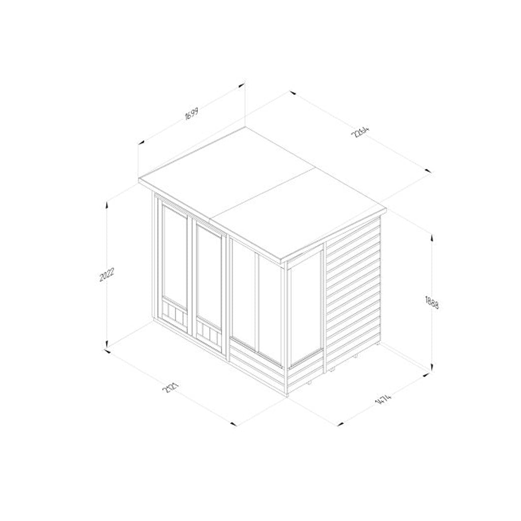 Forest Beckwood Pent Summerhouse 7×5 – Double Door – 4 Windows - JJ Building Materials