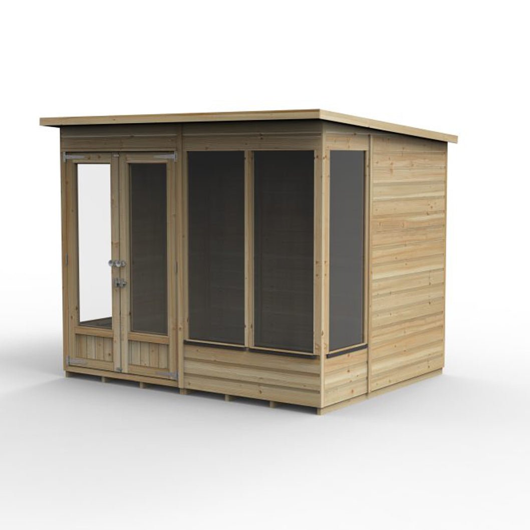 Forest Beckwood Pent Summerhouse 8×6 – Double Door – 4 Windows – 1 Front Opening - JJ Building Materials