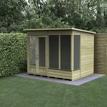 Forest Beckwood Pent Summerhouse 8×6 – Double Door – 4 Windows – 1 Front Opening - JJ Building Materials