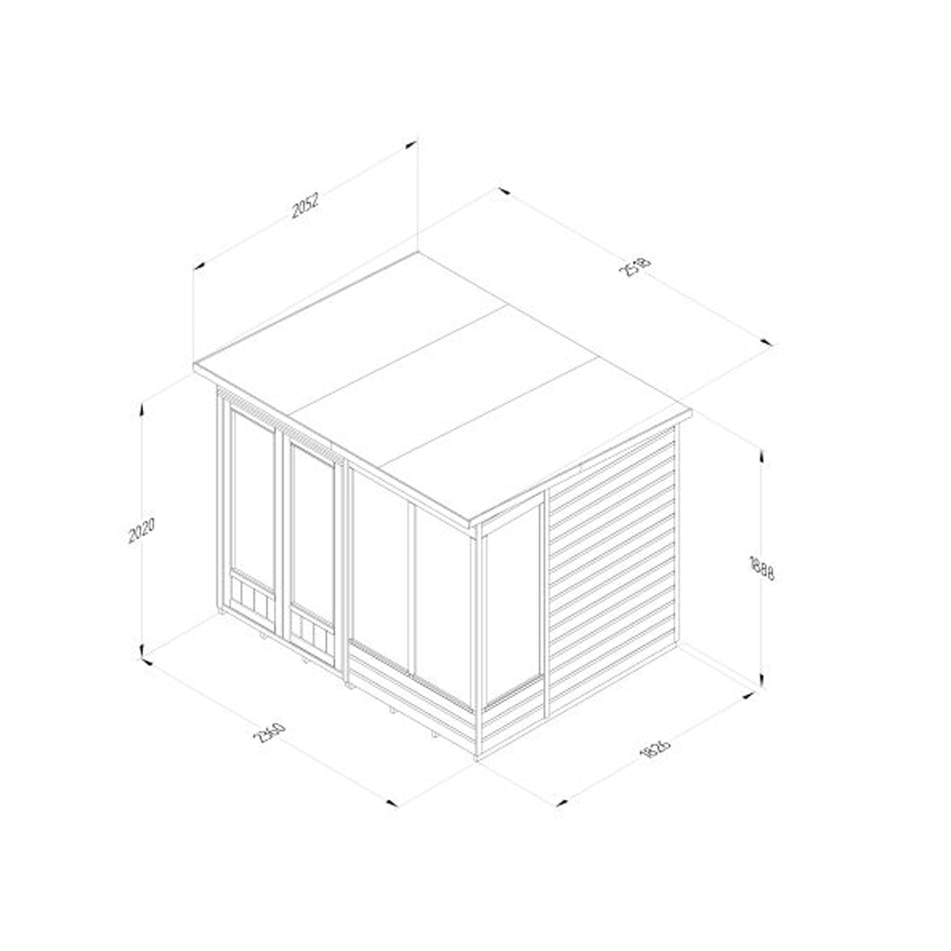 Forest Beckwood Pent Summerhouse 8×6 – Double Door – 4 Windows – 1 Front Opening - JJ Building Materials