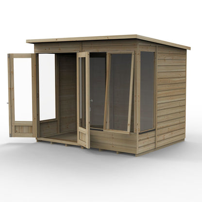 Forest Beckwood Pent Summerhouse 8×6 – Double Door – 4 Windows – 1 Side Opening - JJ Building Materials