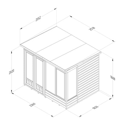 Forest Beckwood Pent Summerhouse 8×6 – Double Door – 4 Windows – 1 Side Opening - JJ Building Materials