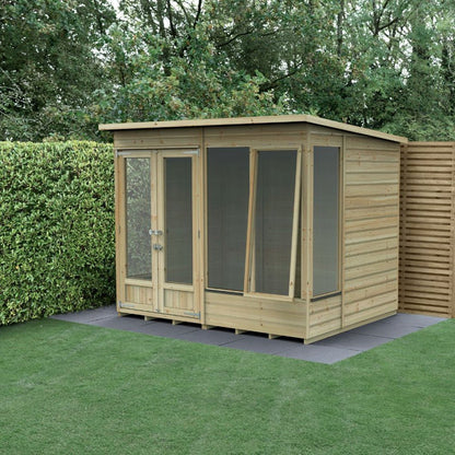 Forest Beckwood Pent Summerhouse 8×6 – Double Door – 4 Windows – 1 Side Opening - JJ Building Materials
