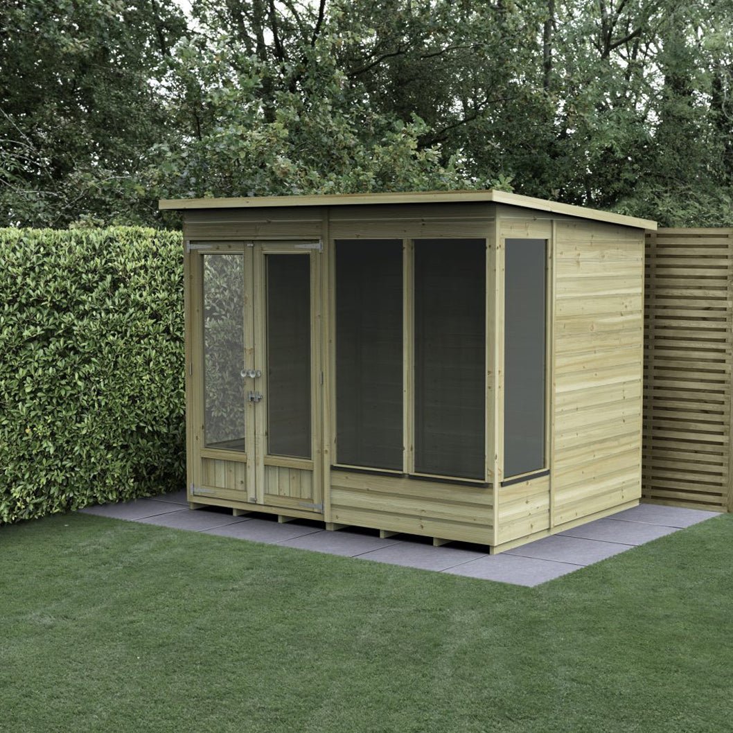 Forest Beckwood Pent Summerhouse 8×6 – Double Door – 4 Windows – 2 Opening - JJ Building Materials