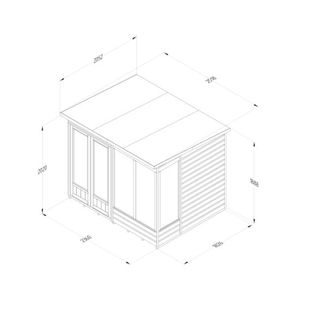 Forest Beckwood Pent Summerhouse 8×6 – Double Door – 4 Windows - JJ Building Materials