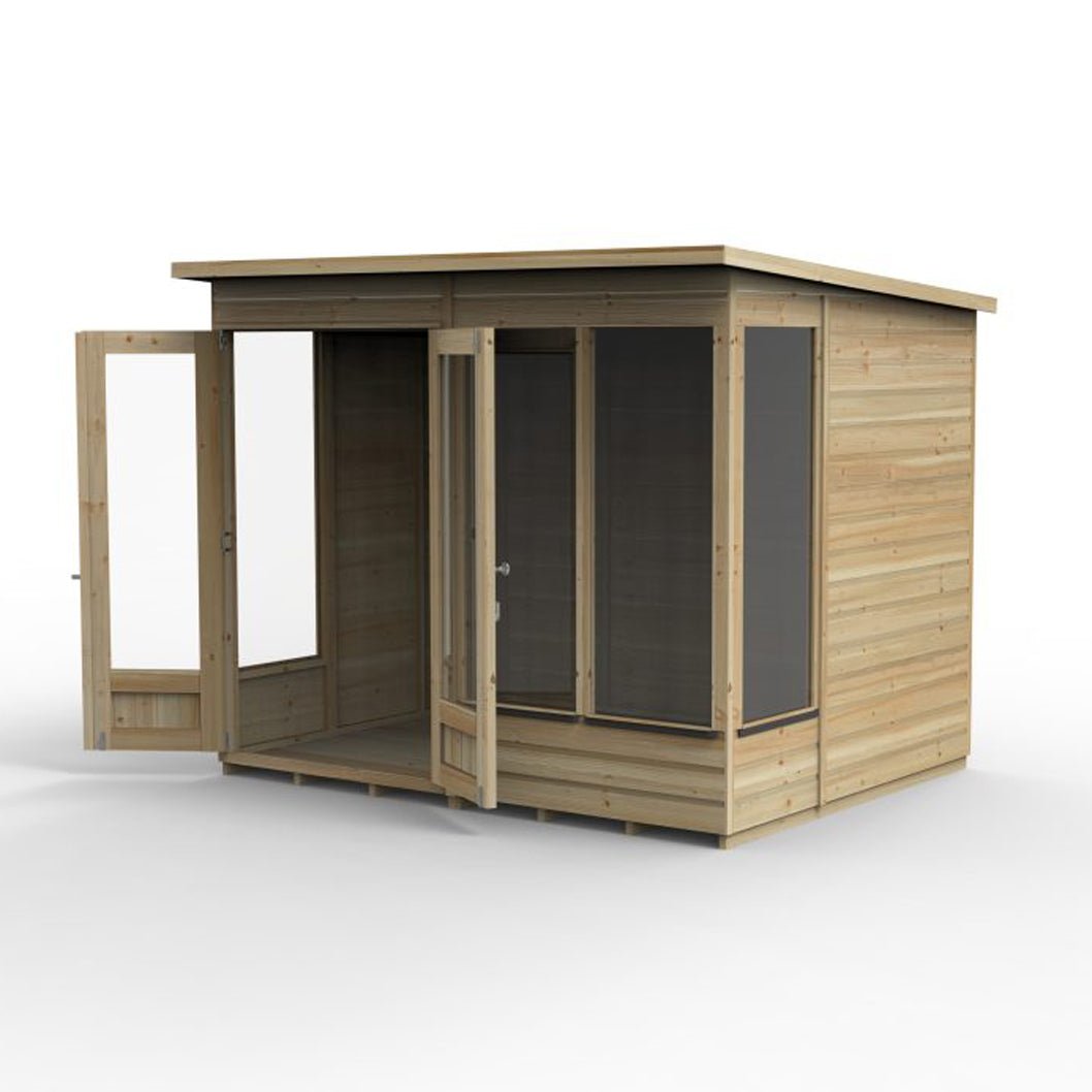 Forest Beckwood Pent Summerhouse 8×6 – Double Door – 4 Windows - JJ Building Materials