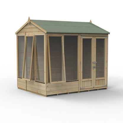 Forest - Beckwood Reverse Apex Summerhouse 8×6 – Double Door – 5 Windows – 2 Opening - JJ Building Materials