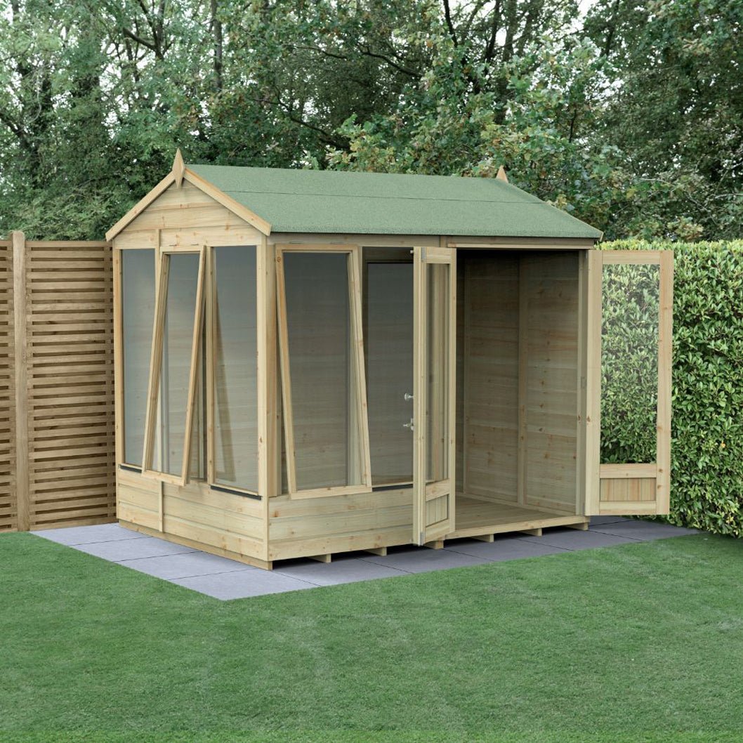 Forest - Beckwood Reverse Apex Summerhouse 8×6 – Double Door – 5 Windows – 2 Opening - JJ Building Materials