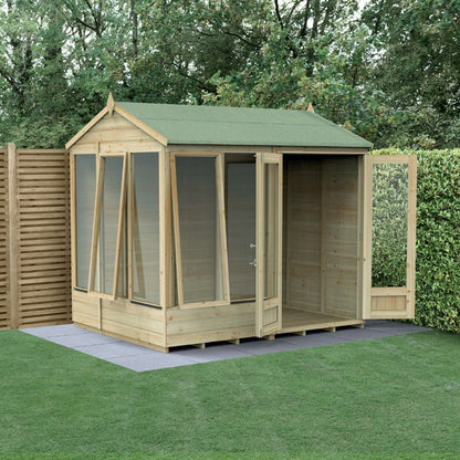 Forest - Beckwood Reverse Apex Summerhouse 8×6 – Double Door – 5 Windows – 2 Opening - JJ Building Materials