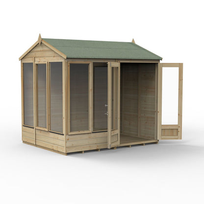 Forest - Beckwood Reverse Apex Summerhouse 8×6 – Double Door – 5 Windows – 2 Opening - JJ Building Materials