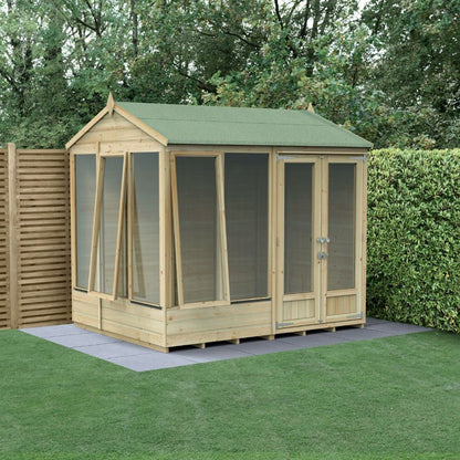 Forest - Beckwood Reverse Apex Summerhouse 8×6 – Double Door – 5 Windows – 2 Opening - JJ Building Materials
