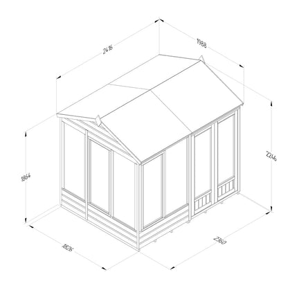 Forest - Beckwood Reverse Apex Summerhouse 8×6 – Double Door – 5 Windows – 2 Opening - JJ Building Materials