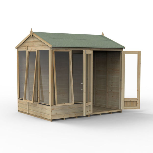 Forest - Beckwood Reverse Apex Summerhouse 8×6 – Double Door – 5 Windows – 2 Opening - JJ Building Materials
