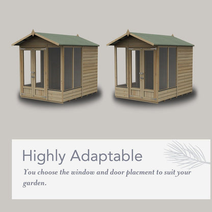 Forest Beckwood Reverse Apex Summerhouse 8×6 – Double Door – 5 Windows - JJ Building Materials