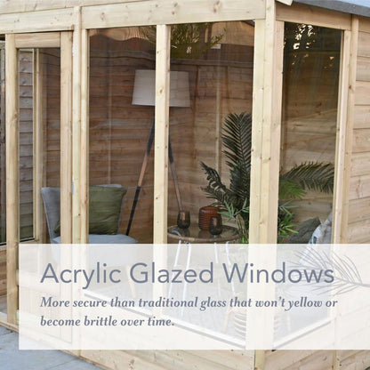 Forest Beckwood Reverse Apex Summerhouse 8×6 – Double Door – 5 Windows - JJ Building Materials