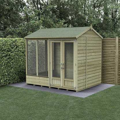 Forest Beckwood Reverse Apex Summerhouse 8×6 – Double Door – 5 Windows - JJ Building Materials