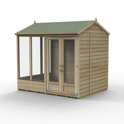Forest Beckwood Reverse Apex Summerhouse 8×6 – Double Door – 5 Windows - JJ Building Materials