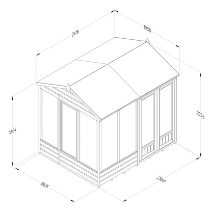 Forest Beckwood Reverse Apex Summerhouse 8x6 - Double Door - 5 Windows - 1 Opening - JJ Building Materials