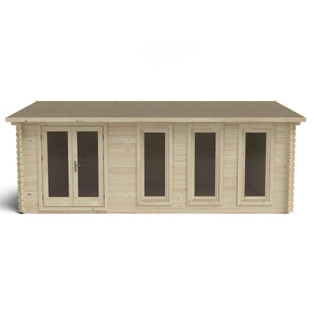 Forest Blakedown 6.0m x 4.0m Log Cabin - Apex Roof, Double Glazed with Polyester Felt - JJ Building Materials