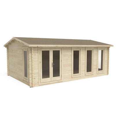 Forest Blakedown 6.0m x 4.0m Log Cabin - Apex Roof, Double Glazed with Polyester Felt - JJ Building Materials