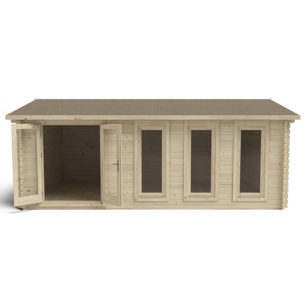 Forest Blakedown 6.0m x 4.0m Log Cabin - Apex Roof, Double Glazed with Polyester Felt - JJ Building Materials