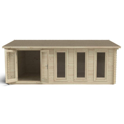 Forest Blakedown 6.0m x 4.0m Log Cabin - Apex Roof, Double Glazed with Polyester Felt - JJ Building Materials