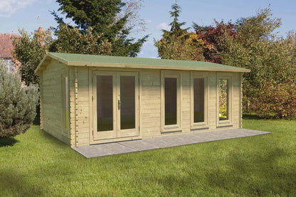 Forest Blakedown 6.0m x 4.0m Log Cabin - Apex Roof, Double Glazed with Polyester Felt - JJ Building Materials