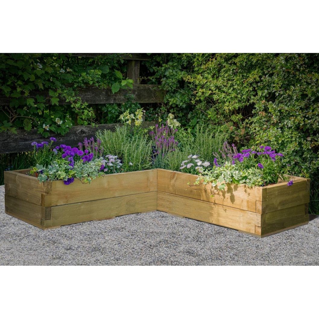 Forest Caledonian Corner Raised Bed - 130 x 130cm - JJ Building Materials