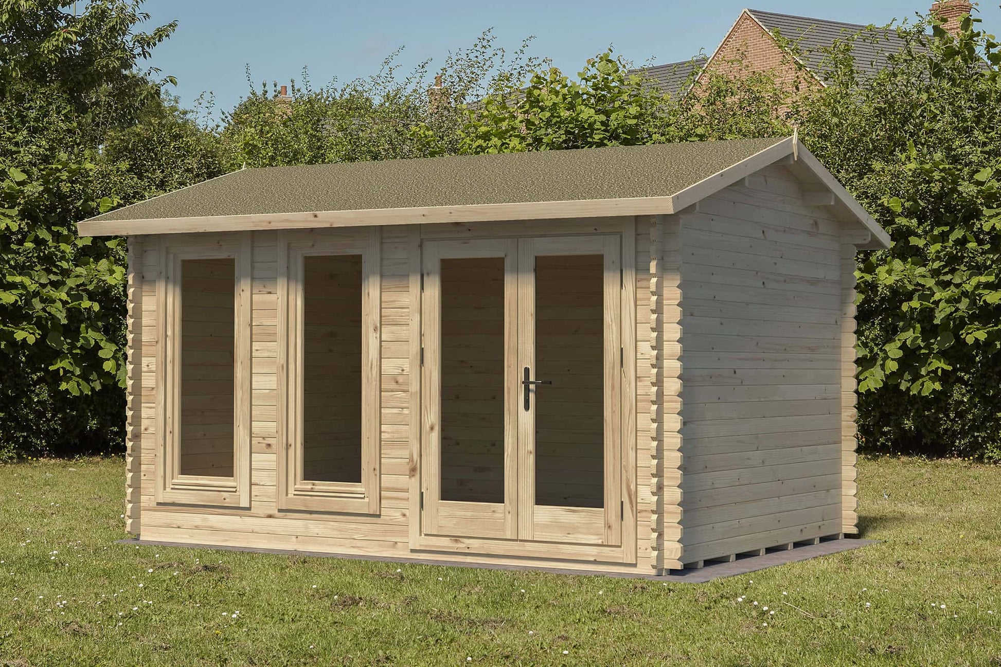 Forest Chiltern 4.0m x 3.0m Log Cabin - Apex Roof, Double Glazed 24kg Felt, plus Underlay - JJ Building Materials