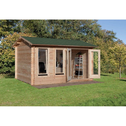 Forest Chiltern 4.0m x 3.0m Log Cabin - Apex Roof, Double Glazed with Felt Shingles and Underlay - JJ Building Materials