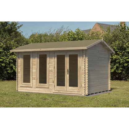 Forest Chiltern 4.0m x 3.0m Log Cabin - Apex Roof, Single Glazed 24kg Felt - JJ Building Materials