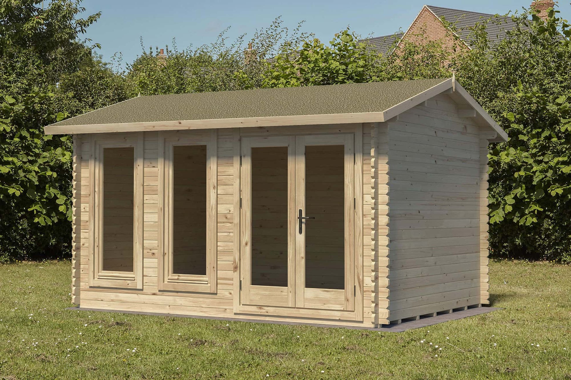 Forest Chiltern 4.0m x 3.0m Log Cabin - Apex Roof, Single Glazed 24kg Felt - JJ Building Materials