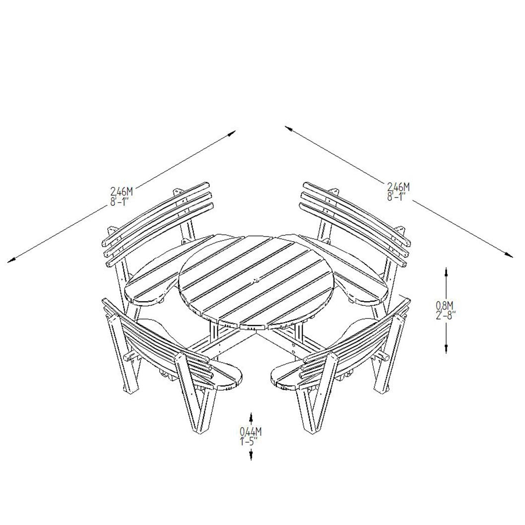 Forest Circular Picnic Table with Seat Backs - JJ Building Materials