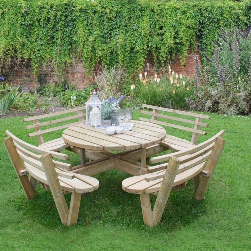 Forest Circular Picnic Table with Seat Backs - JJ Building Materials