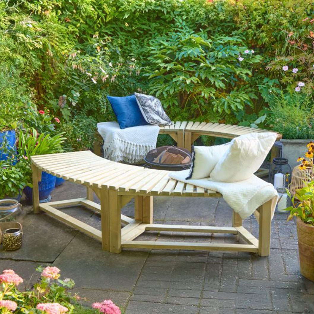 Forest Curved Firepit Benches- Pack of 2 - JJ Building Materials